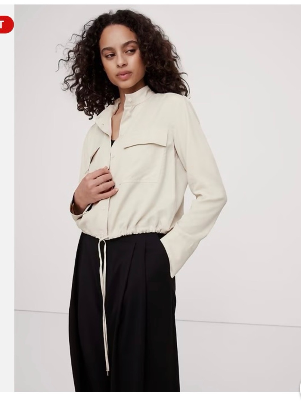 Banana Republic Light Cream Drawstring  Utility Shirt - Women's